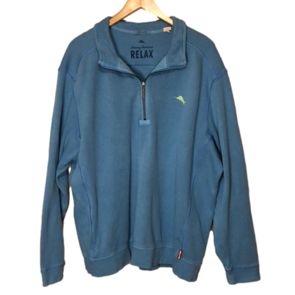 TOMMY BAHAMA RELAX Men's Soft Blue Cotton Pullover Long Sleeve Sweater Size XXL